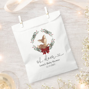 Oh Deer Winter Greenery Baby Shower Favor Bag
