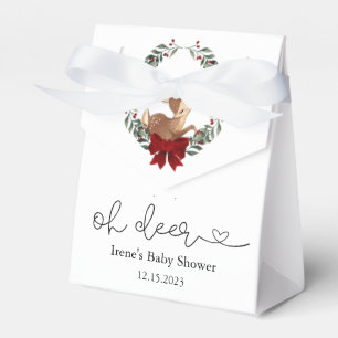 Oh Deer Winter Greenery Baby Shower Favor Boxes