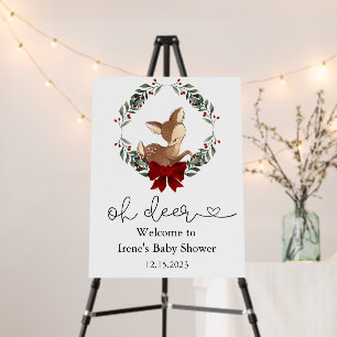 Oh Deer Winter Greenery Baby Shower Foam Board