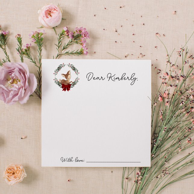 Oh Deer Winter Greenery Baby Shower Time Capsule Note Card (Creator Uploaded)