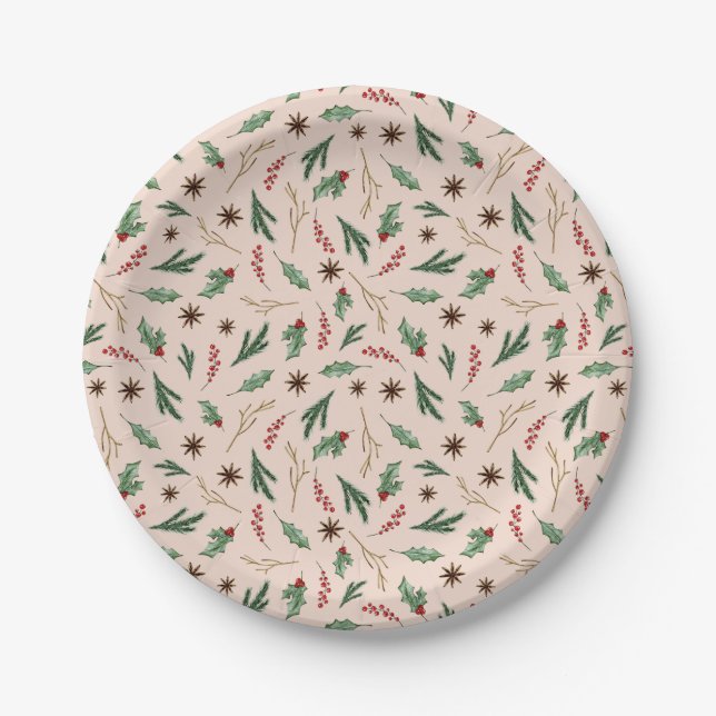 Oh Deer Winter Greenery Cream Baby Shower Paper Plates (Front)