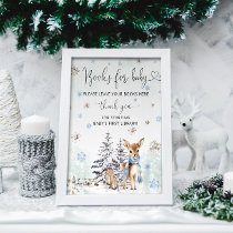 Oh Deer Winter Woodland Baby Boy Shower Books Poster