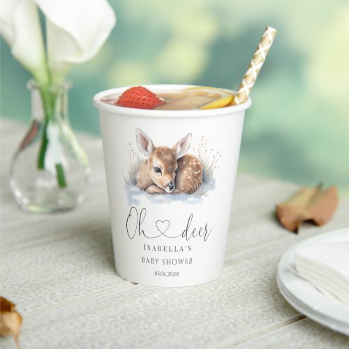 Oh Deer Winter Woodland Baby Shower Paper Cups