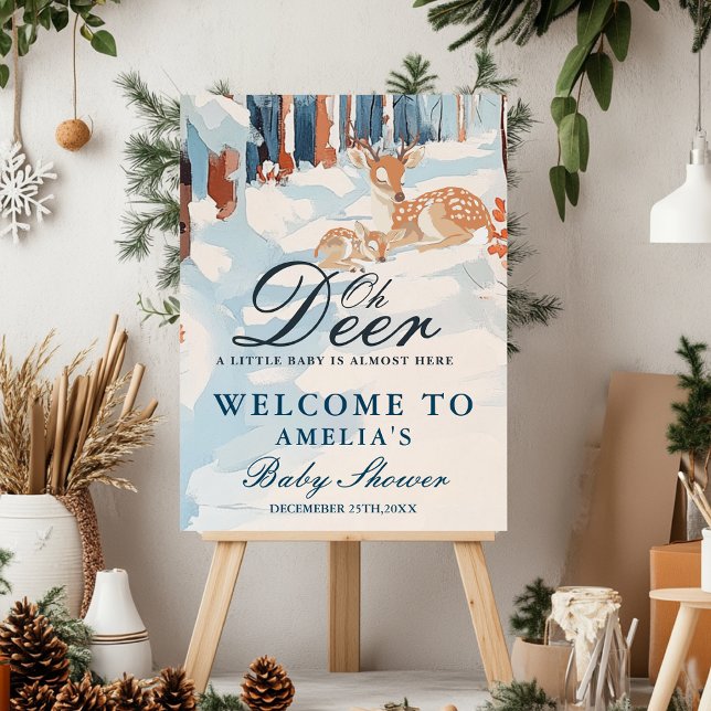 Oh deer winter woodland  Baby Shower Welcome Sign (Creator Uploaded)