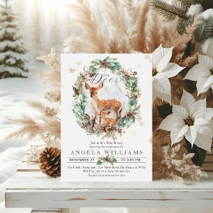 Oh Deer Winter Woodland Snow Baby Shower Invitation