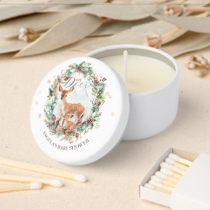 Oh Deer Winter Woodland Snow Floral Baby Shower Mini Candle Favors
