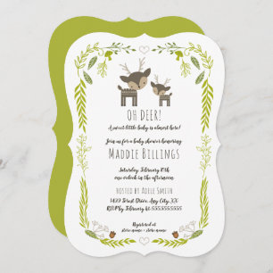 Oh Deer woodland animal neutral gender baby shower Invitation