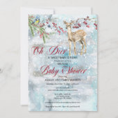 Oh Deer Woodland Animal Winter Virtual Baby Shower Invitation (Front)