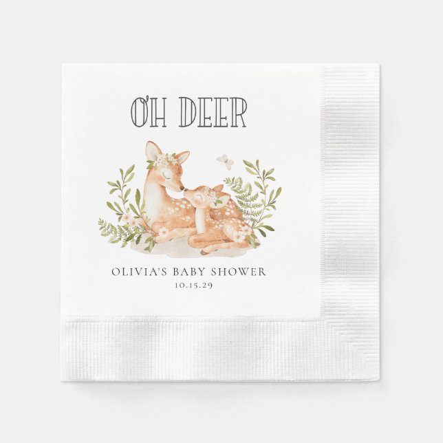 Oh Deer Woodland Animals Bridal Shower  Napkins (Front)