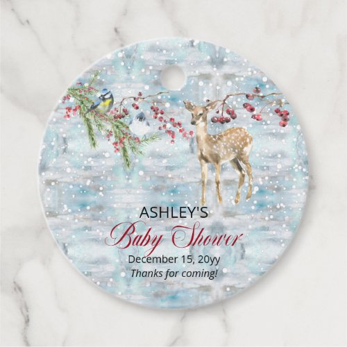 Oh Deer Woodland Animals Winter Boy Baby Shower  Favor Tags