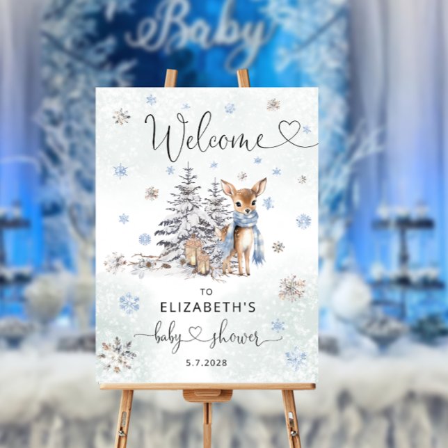 Oh Deer Woodland Animals Winter Boy Baby Shower Foam Board (Creator Uploaded)