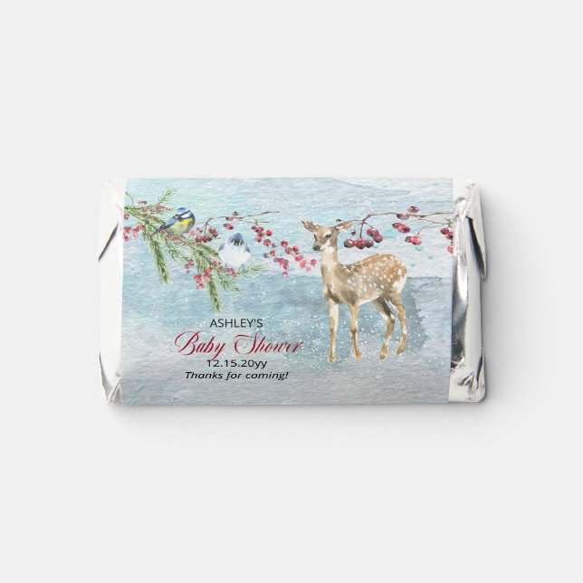 Oh Deer Woodland Animals Winter Boy Baby Shower Hershey's Miniatures (Front)