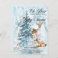 Oh Deer Woodland Animals Winter Boy Baby Shower  I Invitation