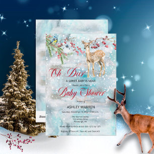 Oh Deer Woodland Animals Winter Boy Baby Shower Invitation