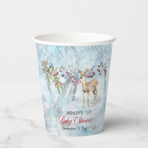 Oh Deer Woodland Animals Winter Boy Baby Shower Pa Paper Cups