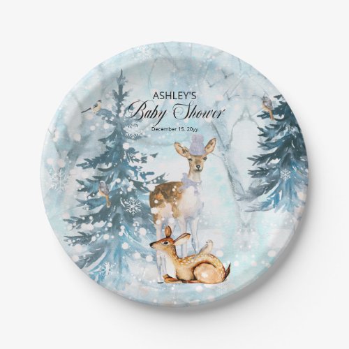 Oh Deer Woodland Animals Winter Boy Baby Shower Pa Paper Plates
