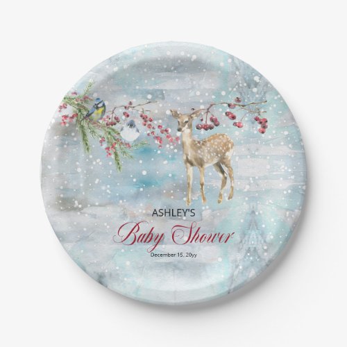 Oh Deer Woodland Animals Winter Boy Baby Shower Paper Plates
