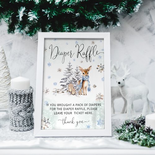 Oh Deer Woodland Animals Winter Diaper Raffle Poster