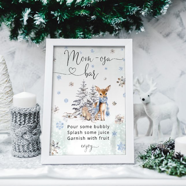 Oh Deer Woodland Animals Winter Mom-osa Bar Poster (Creator Uploaded)