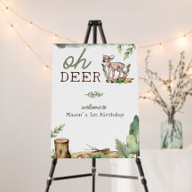 Oh Deer Woodland Baby Deer Birthday Welcome Sign