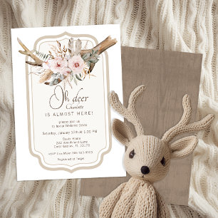 Oh Deer Woodland Baby Shower Invitation – Boho Flo