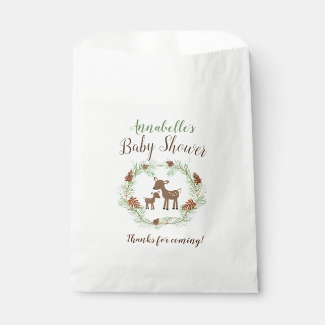 Oh Deer Woodland Baby Shower Party Favor Bags (Front)