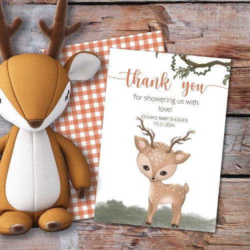 Oh Deer Woodland baby shower thank you Card