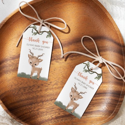 Oh Deer Woodland baby shower thank you Gift Tags