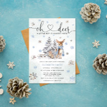 Oh Deer Woodland Blue Baby Shower Invitation