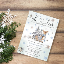 Oh Deer Woodland Blue Baby Shower Invitation