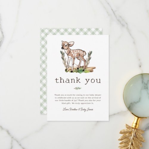 Oh Deer Woodland Deer Baby Shower Thank You Card