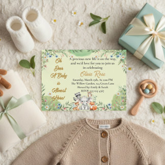 Oh Deer | Woodland Forest Animals baby shower Invitation