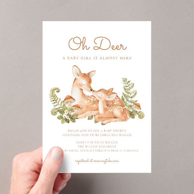 Oh Deer Woodland Forest Baby Shower  Acrylic Invitations (Insitu (Handheld))