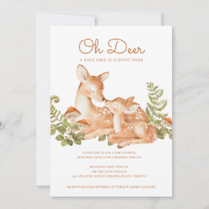 Oh Deer Woodland Forest Baby Shower Invitation