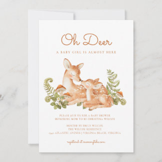 Oh Deer Woodland Forest Baby Shower Invitation