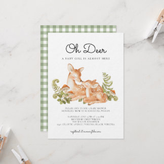 Oh Deer Woodland Forest Baby Shower Invitation
