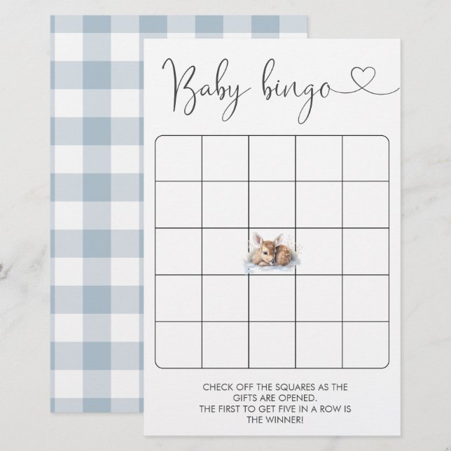 Oh Deer Woodland Winter Baby  Bingo Game (Front/Back)