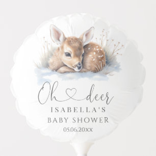Oh Deer Woodland Winter Baby Shower Balloon