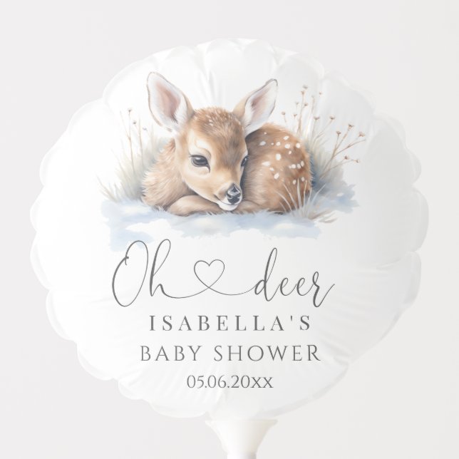 Oh Deer Woodland Winter Baby Shower  Balloon (Front)