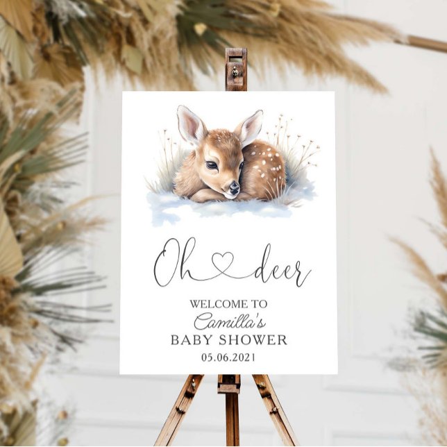 Oh Deer Woodland Winter Baby Shower Foam Board (Creator Uploaded)