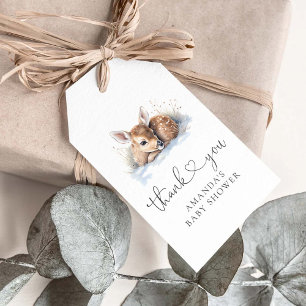Oh Deer Woodland Winter Baby Shower Gift Tags