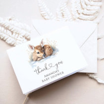 Oh Deer Woodland Winter Baby Shower  Thank You Card