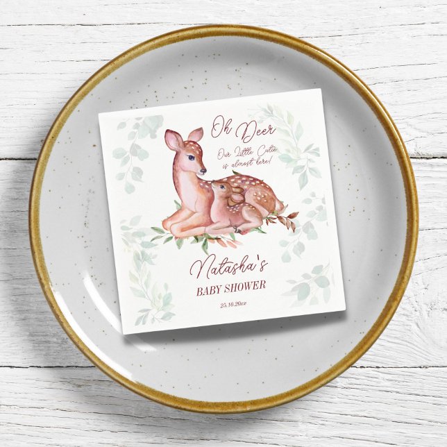 Oh deer woodlands baby shower napkins (Oh deer baby shower napkins cute baby deer mother doe woodlands themed baby shower tableware)