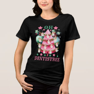 Oh Dentistree Christmas Dentist Tooth Tri-Blend Shirt