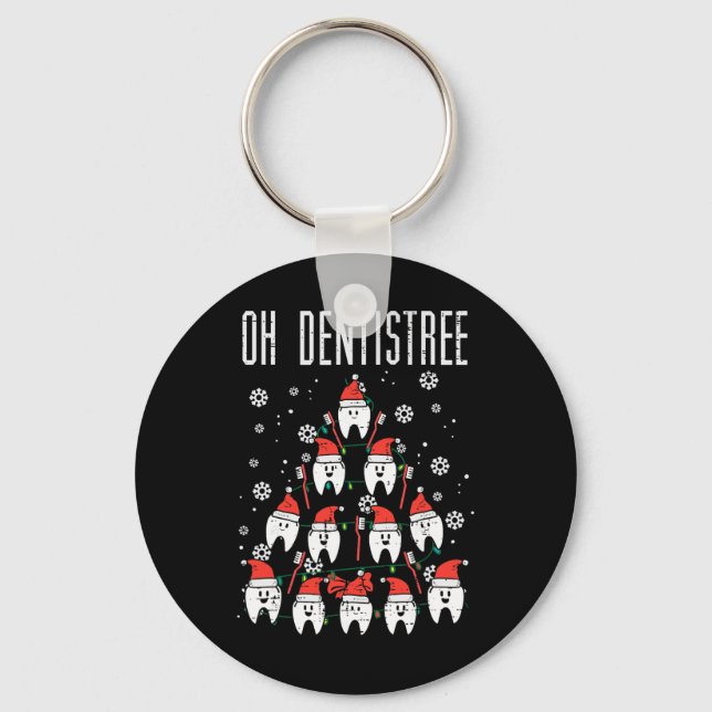 Oh Dentistree Christmas Tree Teeth Dentistry Denta Keychain (Front)