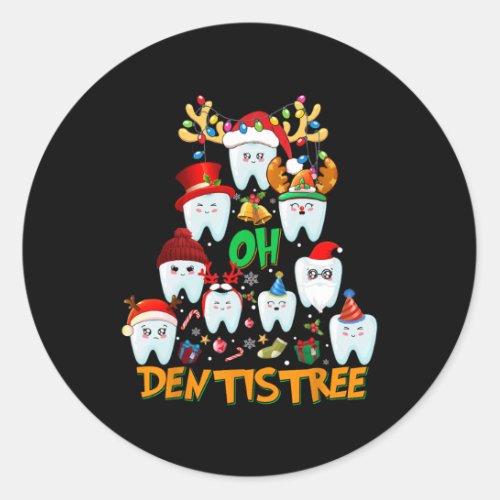 Oh Dentistree Fun Christmas Tree Dental Hygiene Xm Classic Round Sticker