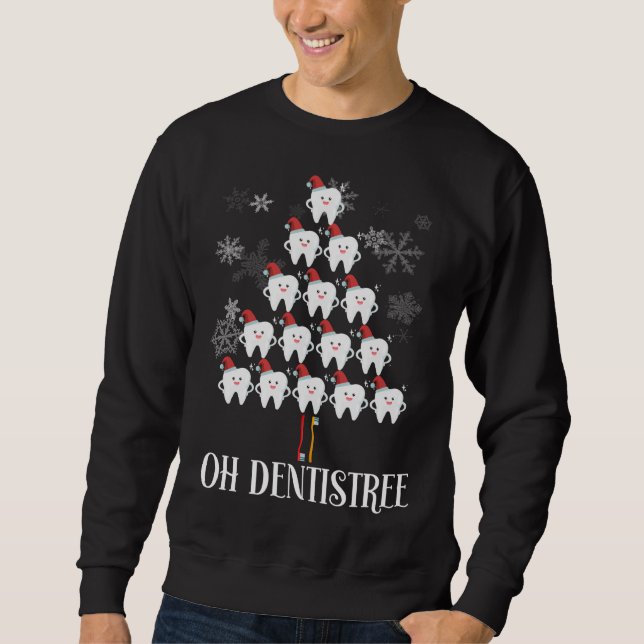 Oh Dentistree - Funny Christmas Tree Dental Hygien Sweatshirt (Front)
