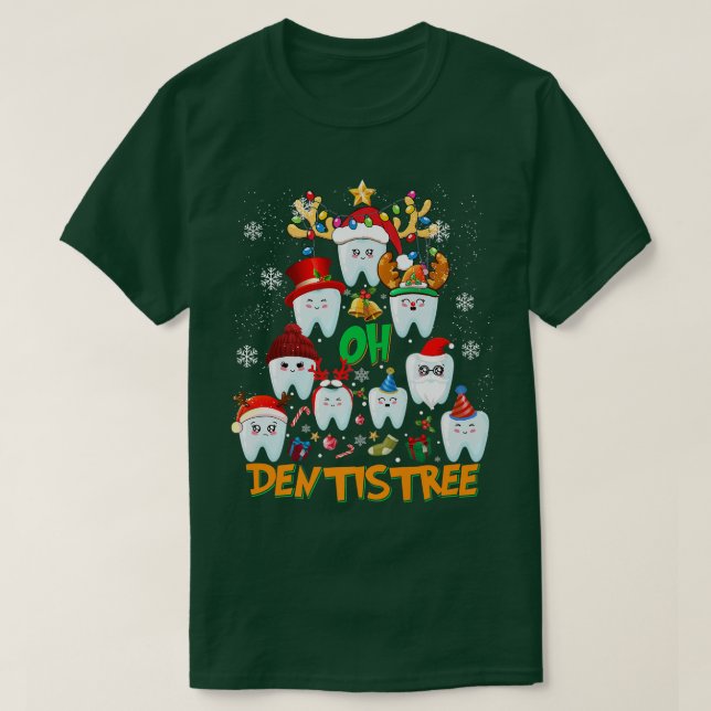 Oh Dentistree Funny Christmas Tree Dental Hygiene  T-Shirt (Design Front)