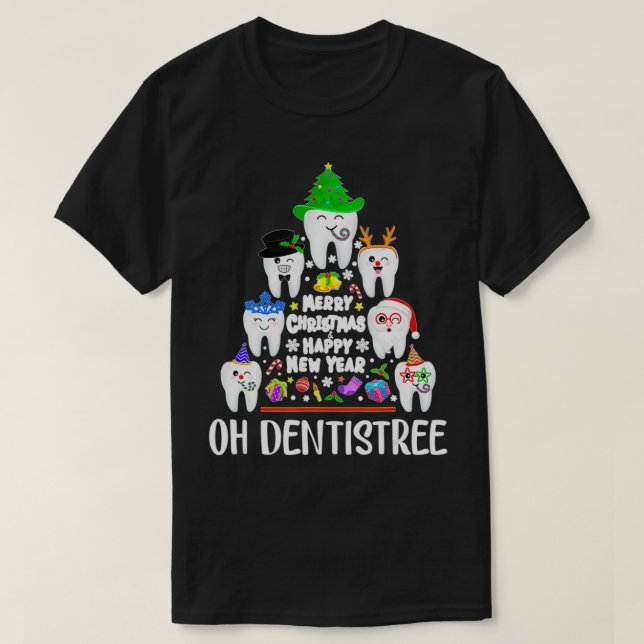 Oh Dentistree Santa Teeth Christmas Tree Cute Dent T-Shirt (Design Front)