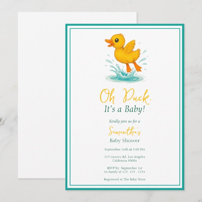 Oh Duck, It’s a Baby! Cute Baby Shower Invitation (Front/Back)